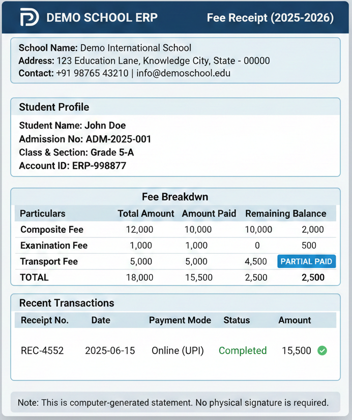 Fee Receipt